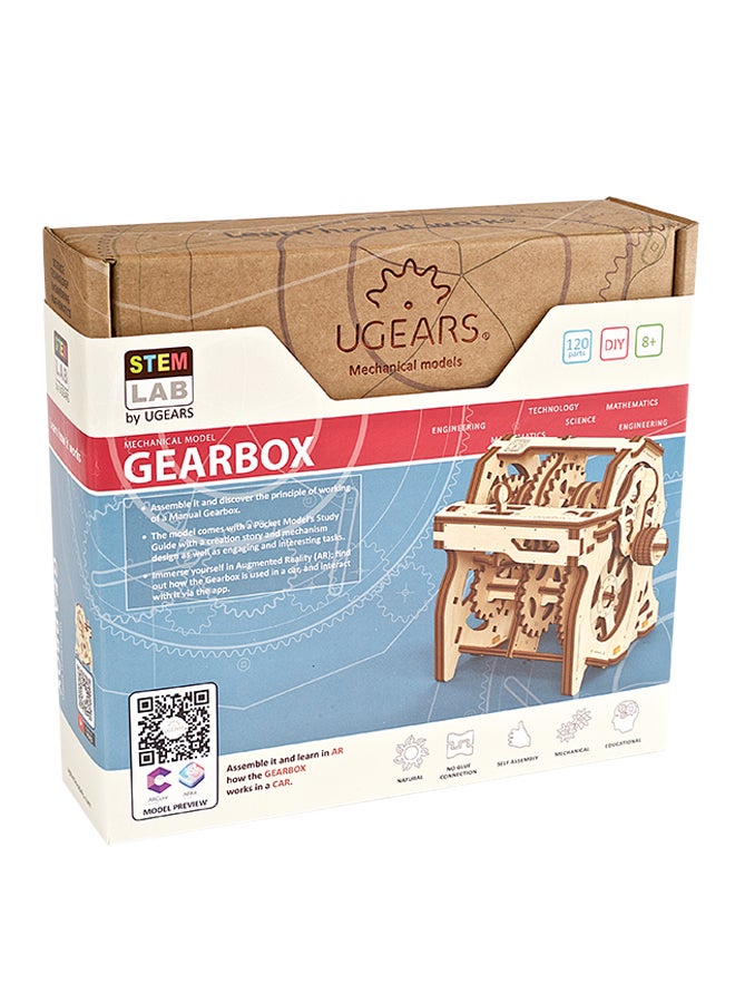 أوجيرز أحجية قطع تركيب خشبية ثلاثية الأبعاد من مجموعة ستيم لاب Gear Box من 120 قطعة - لون بني كاميل 20.5x6.3x18.8سم - Image 1