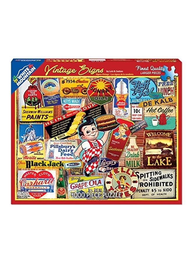 WHITE MOUNTAIN - 1000-Piece Vintage Signs Jigsaw Puzzle Set - Image 1
