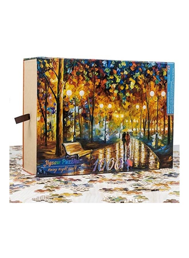 Ingooood 1000-Piece Rainy Night Walk Wooden Puzzle Set 11.81x15.75x1.97inch  - Image 1