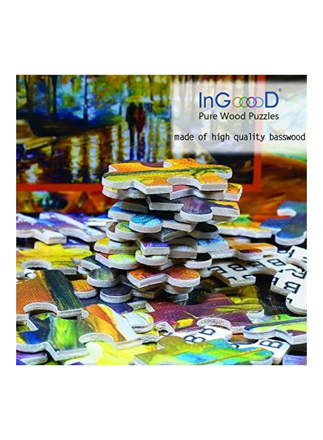 Ingooood 1000-Piece Rainy Night Walk Wooden Puzzle Set 11.81x15.75x1.97inch  - Image 2
