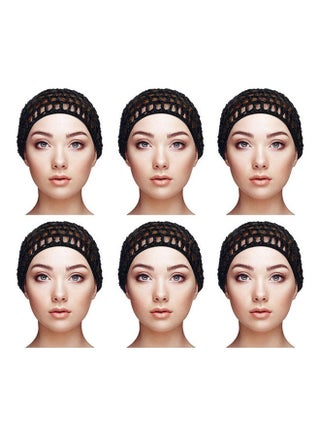 6 Pieces Mesh Crochet Hair Net Headband Crocheted Hair Net Cap Rayon Snood Hat Thick Short Women Hairnet Snoods Cover Ornament For Sleeping Black - v1640858941/N52315361A_1