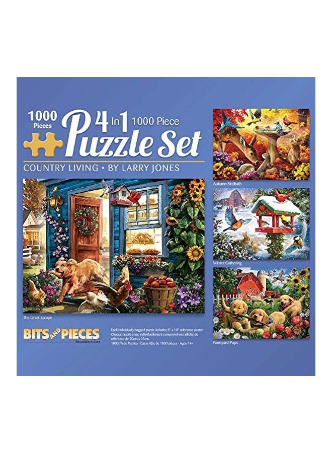 Bits and Pieces 1000-Piece Country Living 4-In-1 Multipack Jigsaw Puzzles Set  - Image 1
