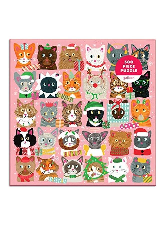 Galison 500-Piece Festive Furballs Cat Jigsaw Puzzles Set  - Image 1