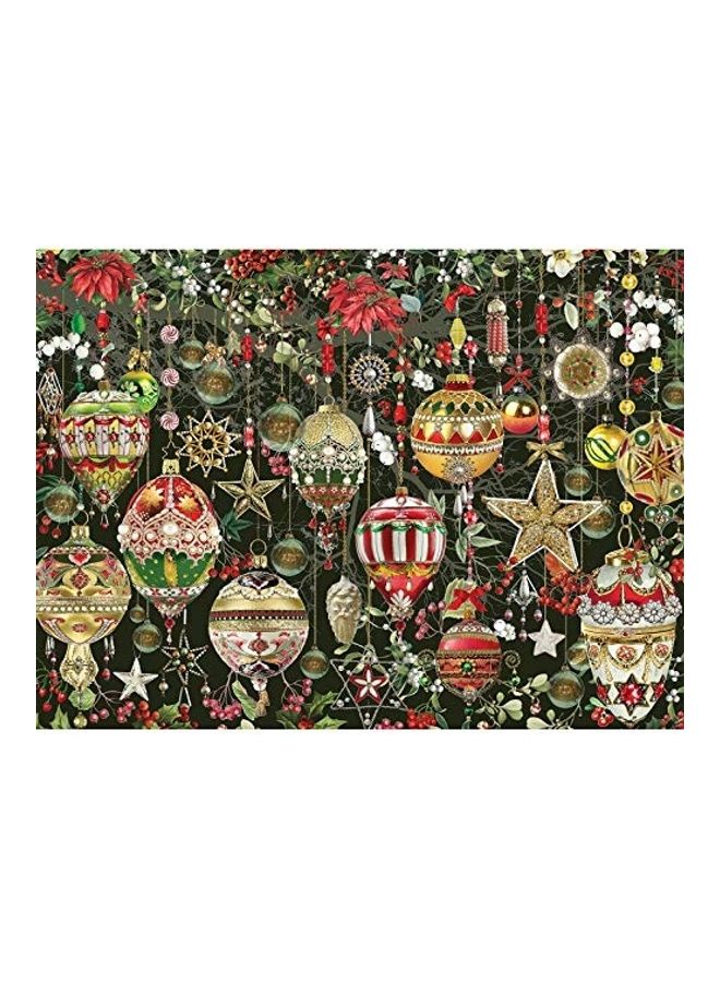 Bits and Pieces 300 Large Piece Jigsaw Puzzle for Christmas Ornaments Holiday Tree Decoration Flowers Stars Winter By Artist Barbara Behr 18 x 24inch  - Image 1