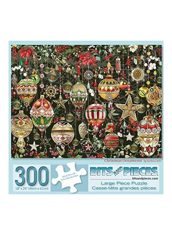 Bits and Pieces 300 Large Piece Jigsaw Puzzle for Christmas Ornaments Holiday Tree Decoration Flowers Stars Winter By Artist Barbara Behr 18 x 24inch  - Image 2