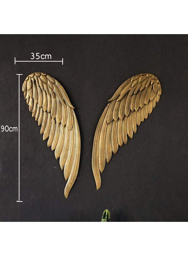 LINGWEI Modern Wall Decorations Object Angel Wings Metal Wall Hanging for Home Bedroom Living Room Golden 90x35x3cm - Image 2