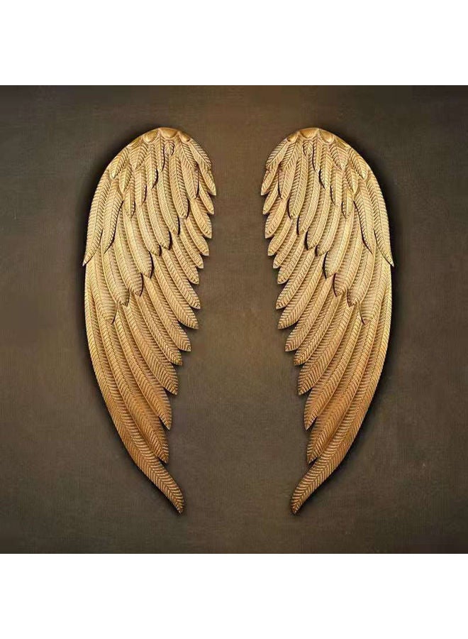 LINGWEI Modern Wall Decorations Object Angel Wings Metal Wall Hanging for Home Bedroom Living Room Golden 90x35x3cm - Image 3