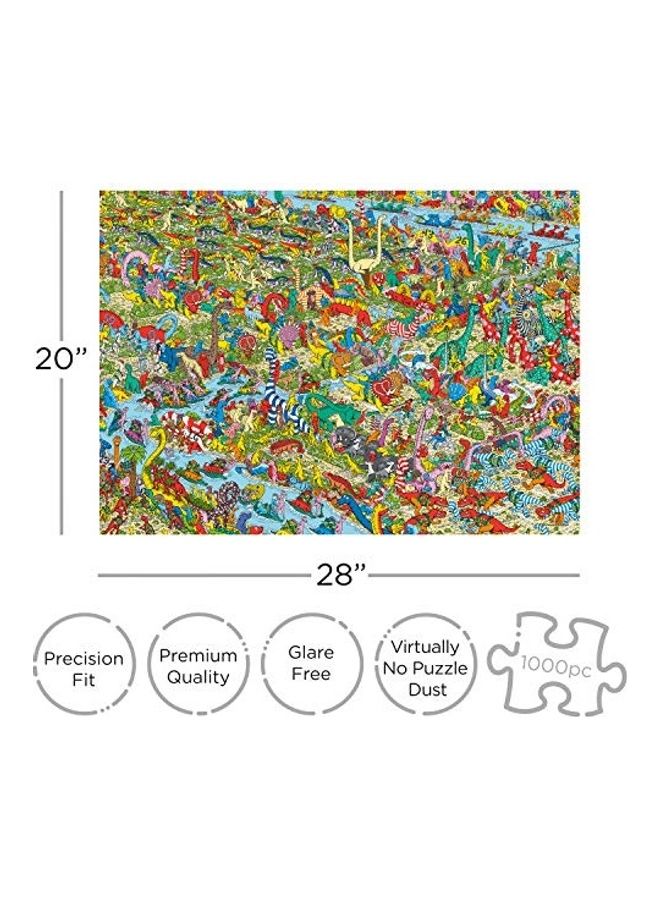 Aquarius 1000-Piece Where's Waldo Dinosaurs Jigsaw Puzzle Set 20x28inch  - Image 1