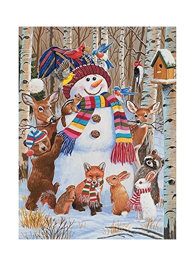 Bits and Pieces 1000-Piece Forest Animals Decorating A Snowman Jigsaw Puzzle Set 20x27inch  - Image 2