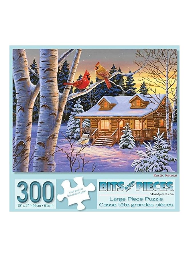 بيتس آند بيسيز مجموعة أحجية قطع تركيب بتصميم مشهد شتوي ثلجي بعنوان "Rustic Retreat" مكونة من 300 قطعة - Image 1