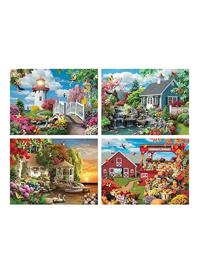 بيتس آند بيسيز 500-Piece Scenic Beauty 4-In-1 Nature Cabin Flower Animal Leaf Lake Jigsaw Puzzles Toy Set - Image 2