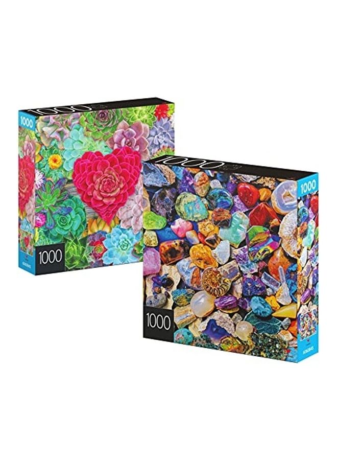 SPIN MASTER Pack Of 2, 1000-Piece Succulents And Rocks And Minerals Jigsaw Puzzles Set - Image 1