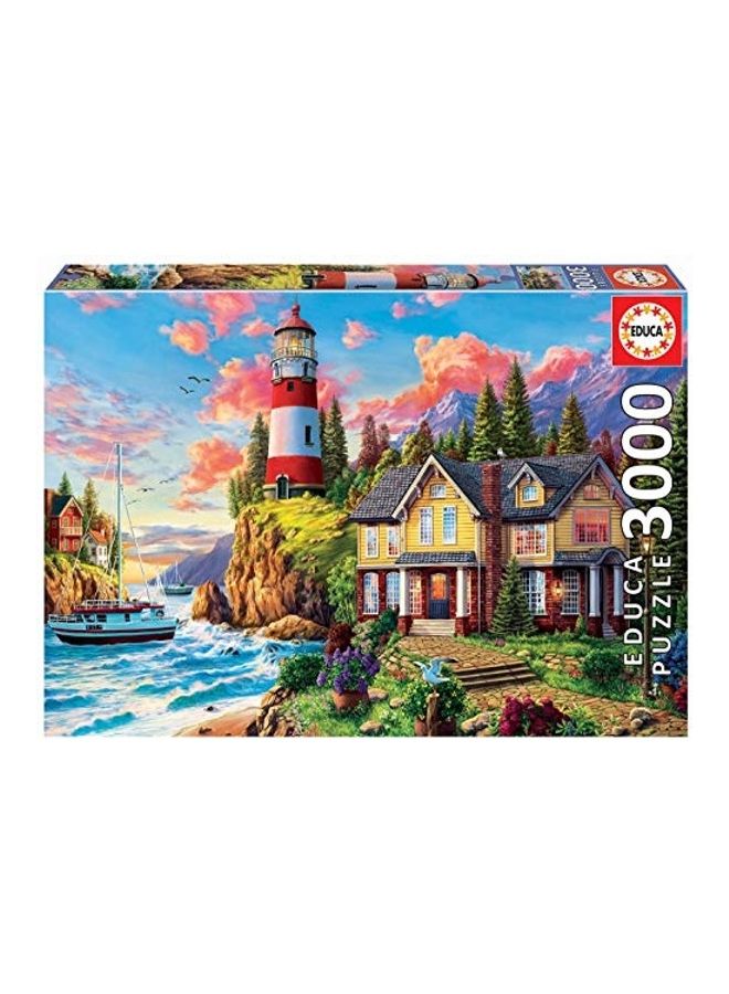 إدوكا بوراس مجموعة لعبة أحجية قطع تركيب بتصميم منارة بالقرب من المحيط مكونة من 3000 قطعة - 18507 2.6x18.2x13بوصة - Image 1