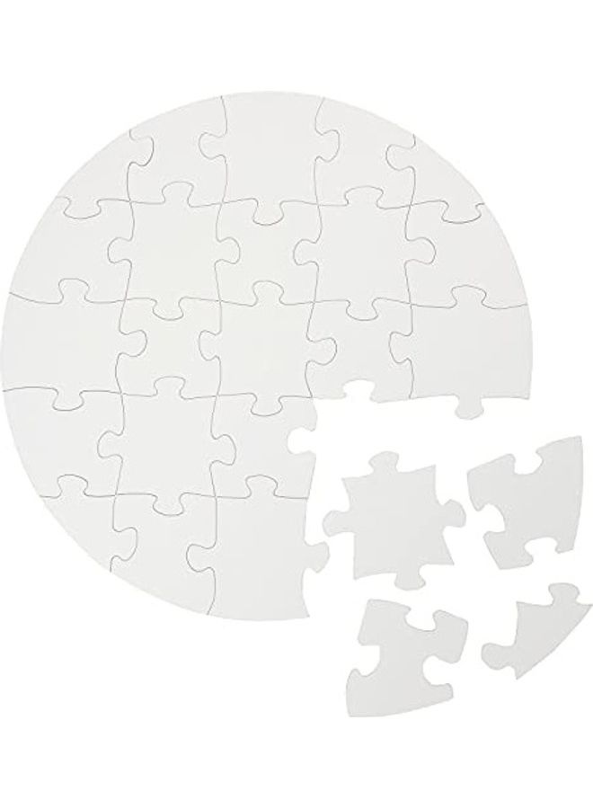 Bright Creations 25-Piece DIY Sublimation Blank Round Jigsaw Puzzle Set - Image 1