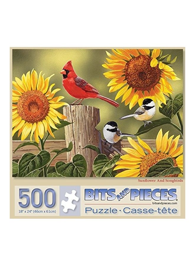 Bits and Pieces 500-Piece Sunflower And Songbirds Jigsaw Puzzle Set - Image 1