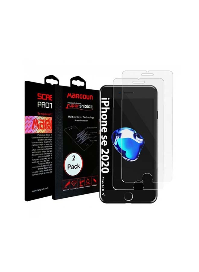 MARGOUN Pack Of 2 Tempered Glass Screen Protector For Apple iPhone SE (2020) Clear  - Image 1