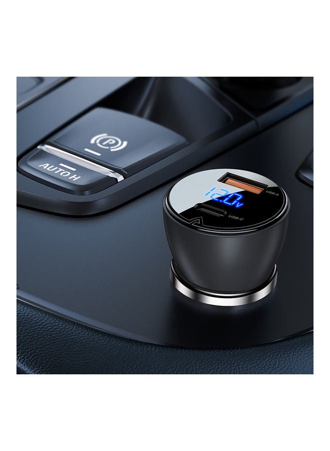 ACEFAST B6 Metal Car Charger 63W (USB-A+USB-C) With Digital Display Black - Image 2