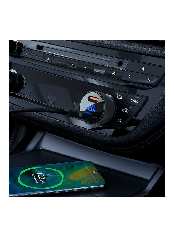 ACEFAST B6 Metal Car Charger 63W (USB-A+USB-C) With Digital Display Black - Image 3