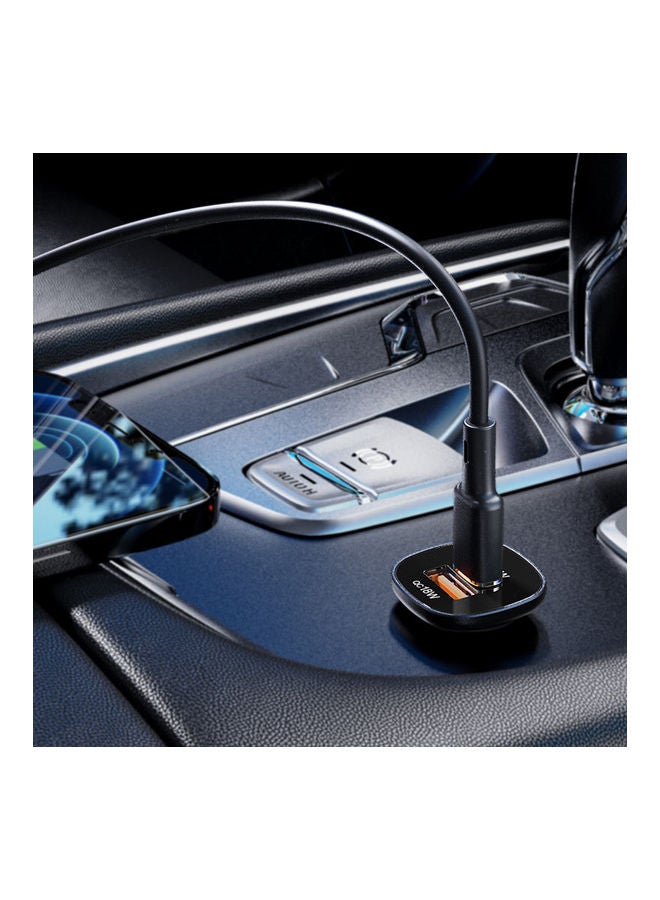 أسيفاست شاحن سيارة معدني B1 ميني بمنفذ USB-C ومنفذ USB-A مزدوج أسود - Image 2