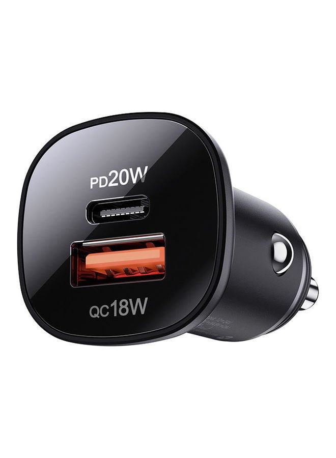 أسيفاست شاحن سيارة معدني B1 ميني بمنفذ USB-C ومنفذ USB-A مزدوج أسود - Image 3