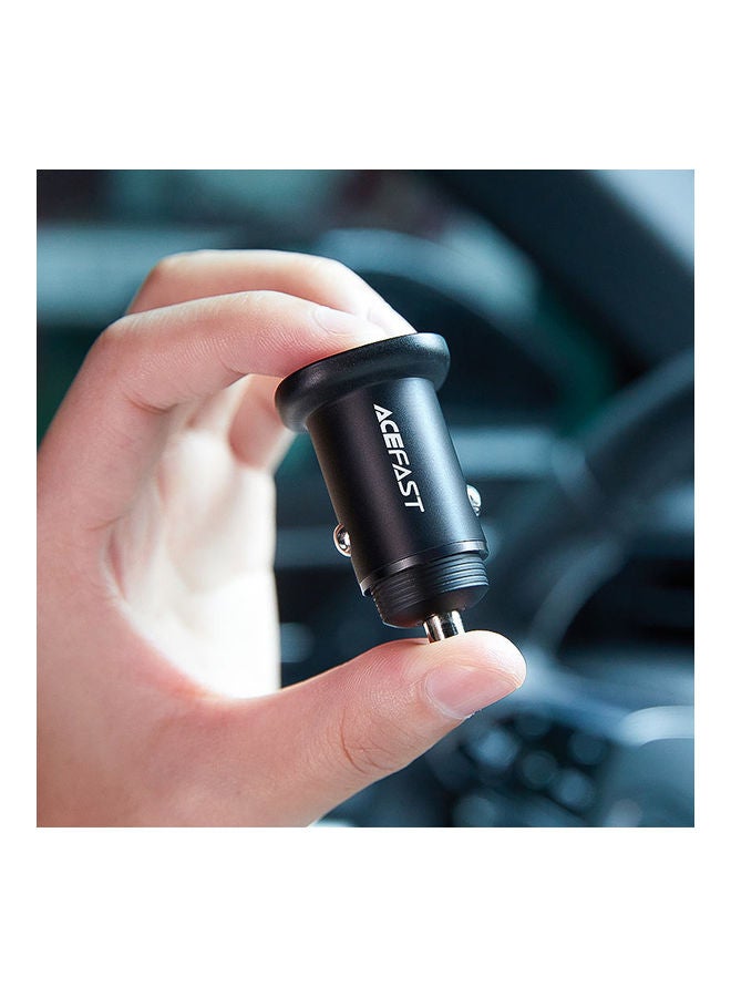 أسيفاست شاحن سيارة معدني B1 ميني بمنفذ USB-C ومنفذ USB-A مزدوج أسود - Image 4