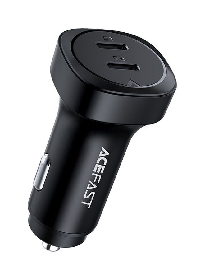 أسيفاست شاحن سيارة معدني B2 بمنفذي USB-C أسود - Image 1