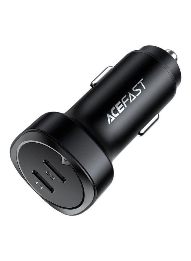 أسيفاست شاحن سيارة معدني B2 بمنفذي USB-C أسود - Image 3