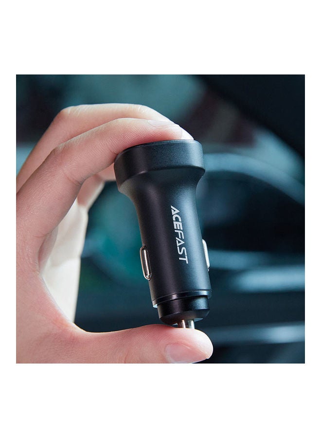 أسيفاست شاحن سيارة معدني B2 بمنفذي USB-C أسود - Image 4