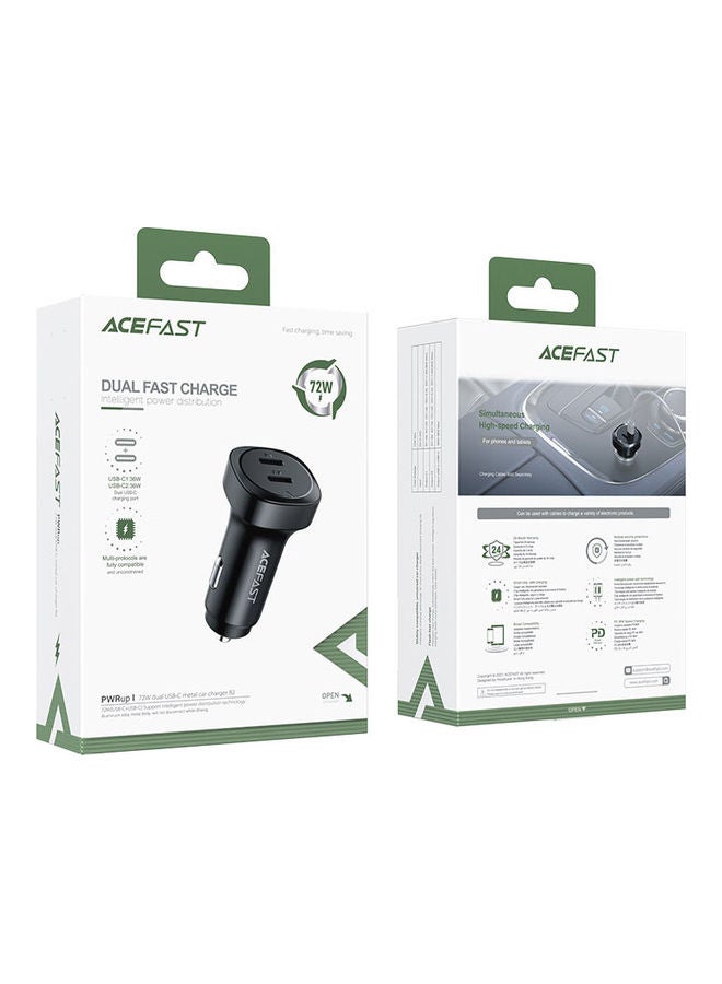 أسيفاست شاحن سيارة معدني B2 بمنفذي USB-C أسود - Image 5