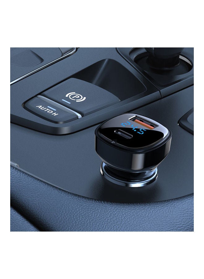 أسيفاست شاحن سيارة B4 بمنفذي USB-C وUSB-A وشاشة رقمية أسود - Image 2