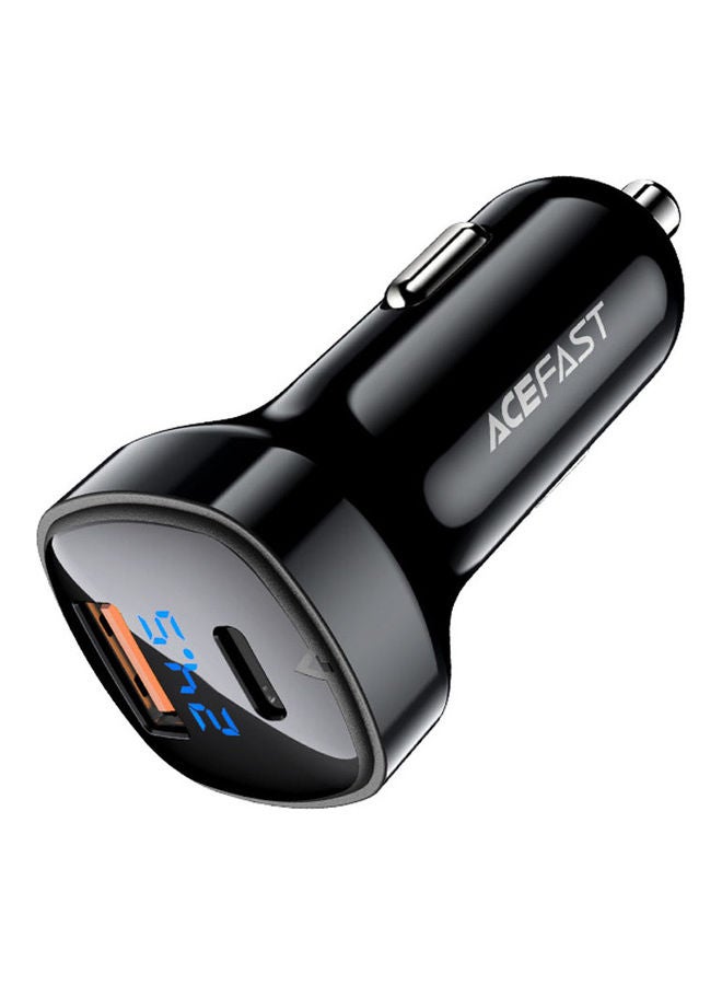 أسيفاست شاحن سيارة B4 بمنفذي USB-C وUSB-A وشاشة رقمية أسود - Image 3