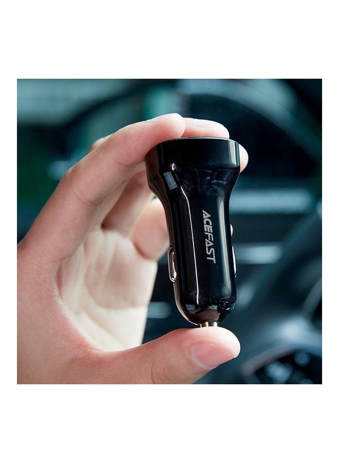 أسيفاست شاحن سيارة B4 بمنفذي USB-C وUSB-A وشاشة رقمية أسود - Image 4