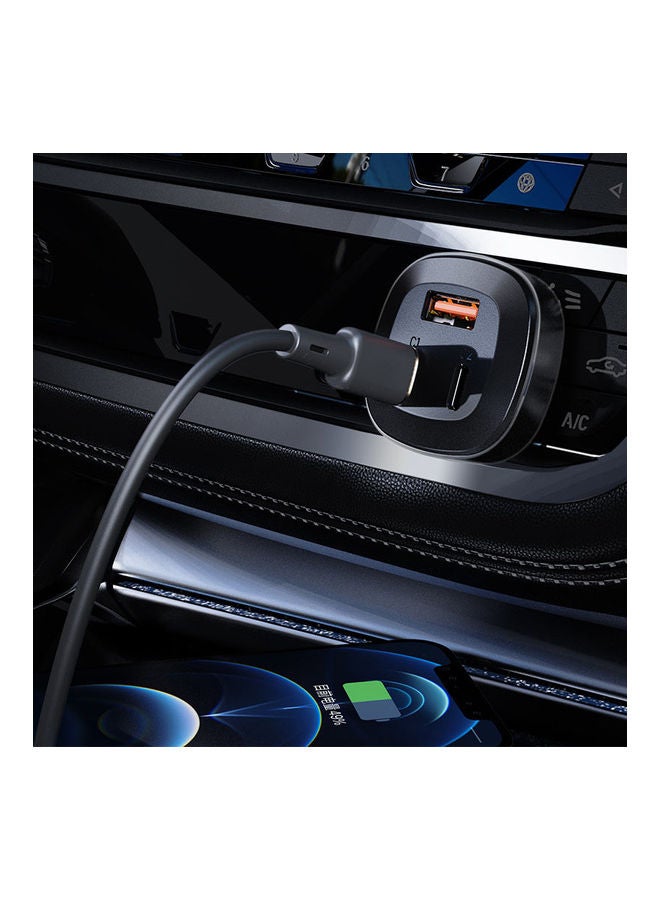 أسيفاست شاحن سيارة B3 معدني بثلاثة منافذ USB-C وUSB-C وUSB-A أسود - Image 2