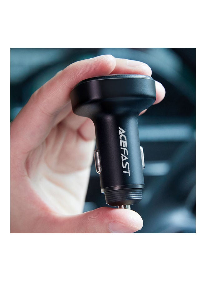 أسيفاست شاحن سيارة B3 معدني بثلاثة منافذ USB-C وUSB-C وUSB-A أسود - Image 4