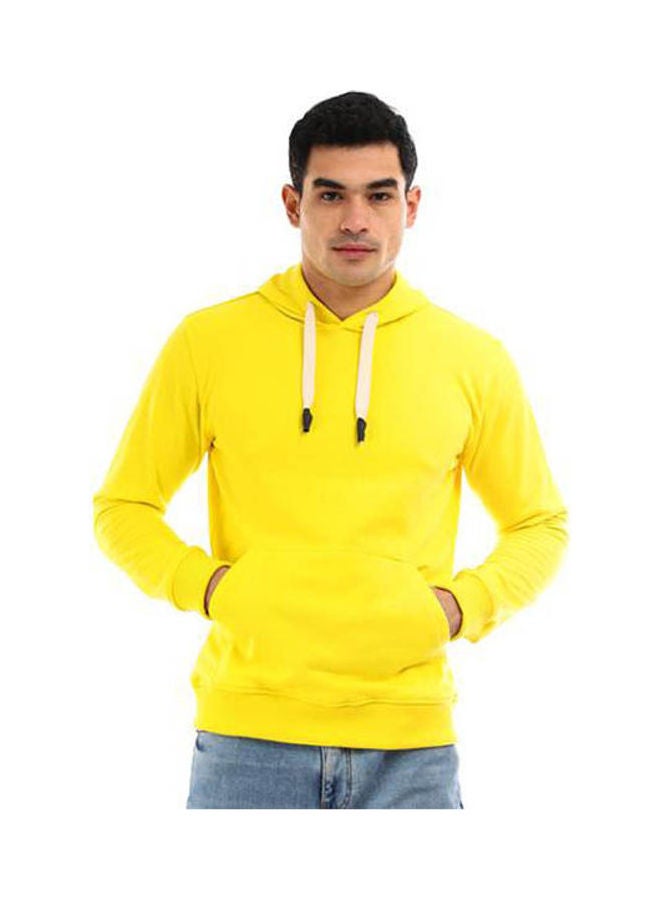 Andora - Casual Basic Long Sleeve Hoodie Yellow - Image 1
