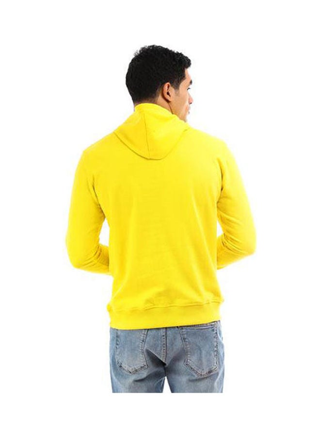 Andora - Casual Basic Long Sleeve Hoodie Yellow - Image 1