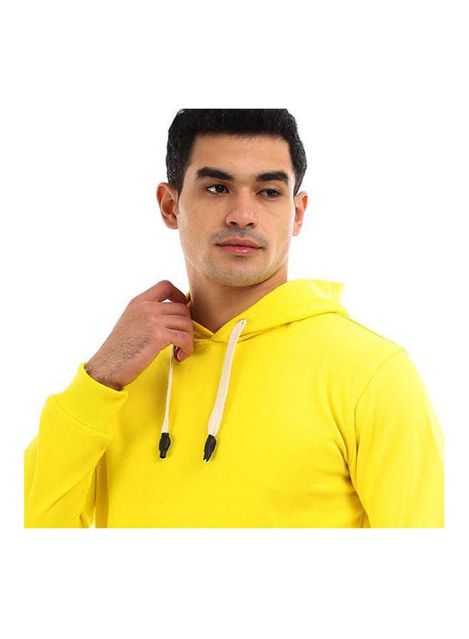 Andora - Casual Basic Long Sleeve Hoodie Yellow - Image 1