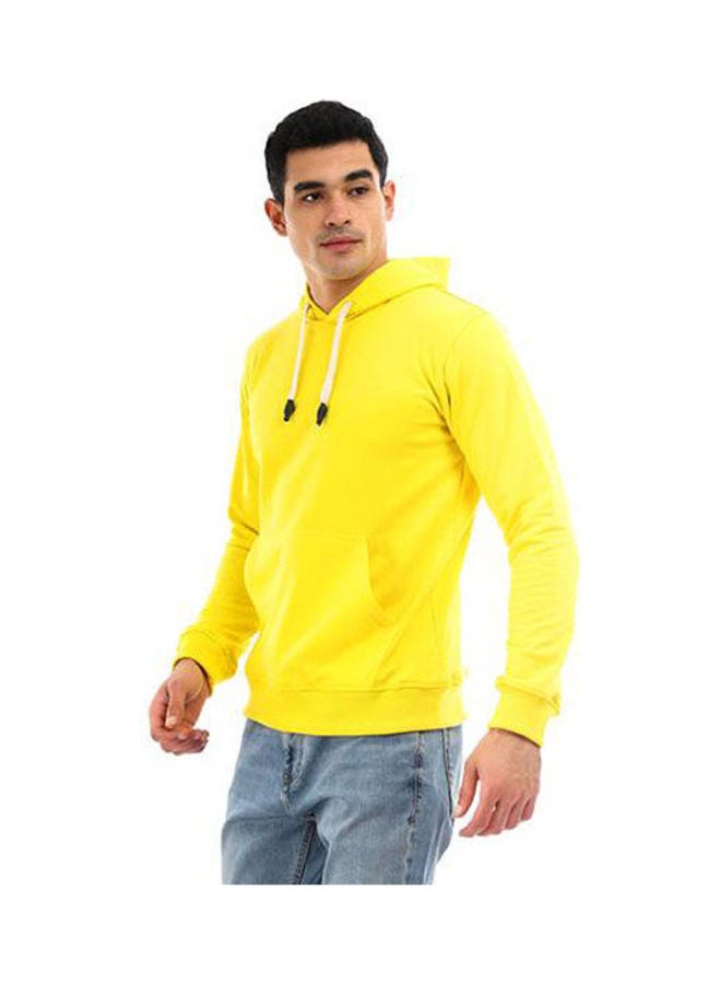 Andora - Casual Basic Long Sleeve Hoodie Yellow - Image 1