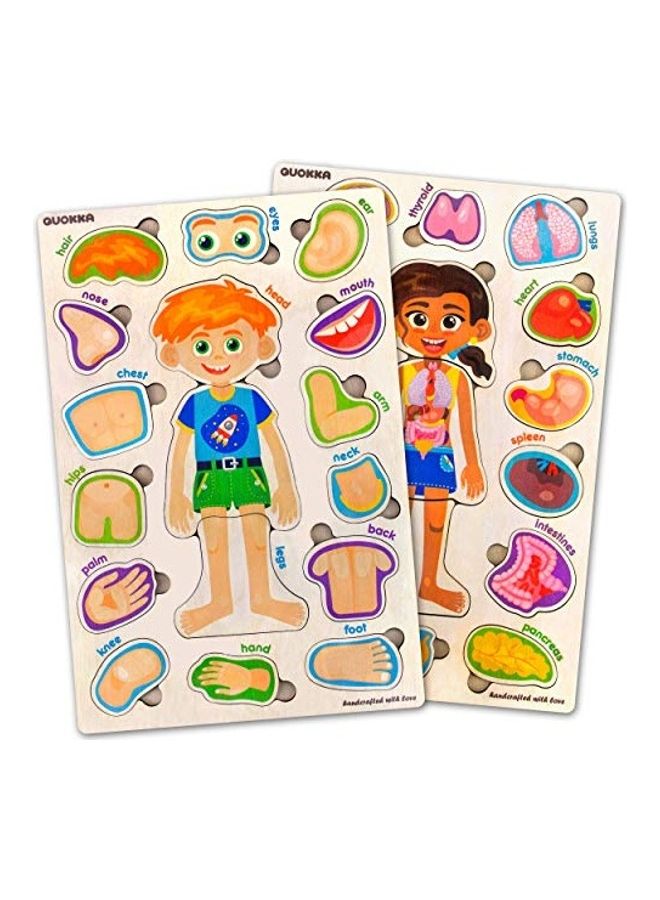 كوكا مجموعة مكونة من أحجيتين قطع تركيب تعليمية خشبية للأطفال لتعلم تشريح جسم الإنسان - Image 1