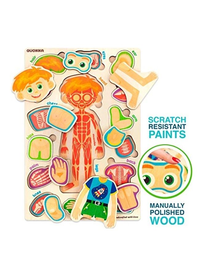 كوكا مجموعة مكونة من أحجيتين قطع تركيب تعليمية خشبية للأطفال لتعلم تشريح جسم الإنسان - Image 4