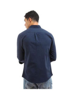 Andora Plain-Basic Collared Neck Long Sleeve Shirt Navy Blue  - Image 2