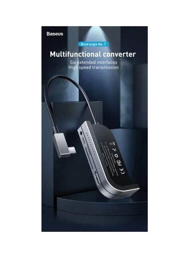 Baseus Bend Angle No.7 Multifunctional Type-C Hub Converter Dark Grey - Image 2