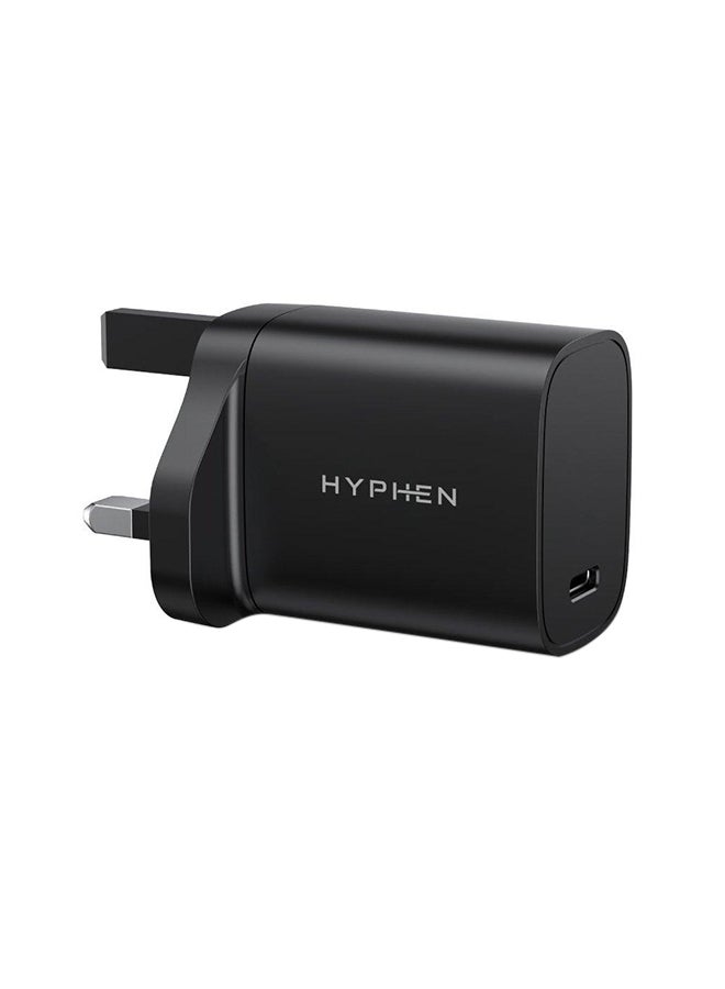 هايفن شاحن جداري Type-C بتقنية PD لون أسود. - Image 1