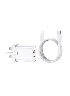 REMAX Dual Port Fast Wall Charger With Type C To Lightning Cable White  - Image 1