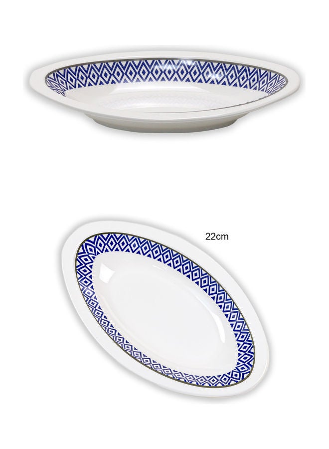 Vague Lightweight Soup Bowl White/Blue 22cm  - Image 1