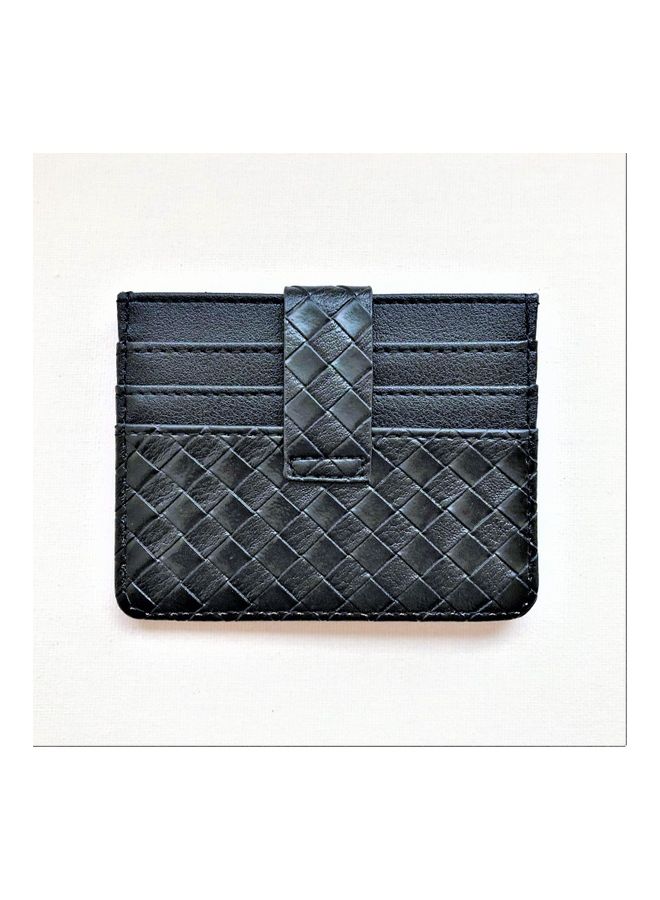 THE BLING STUDIO - Woven Pattern Card Holder Black - Image 1