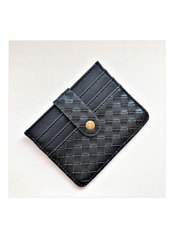 THE BLING STUDIO - Woven Pattern Card Holder Black - Image 1
