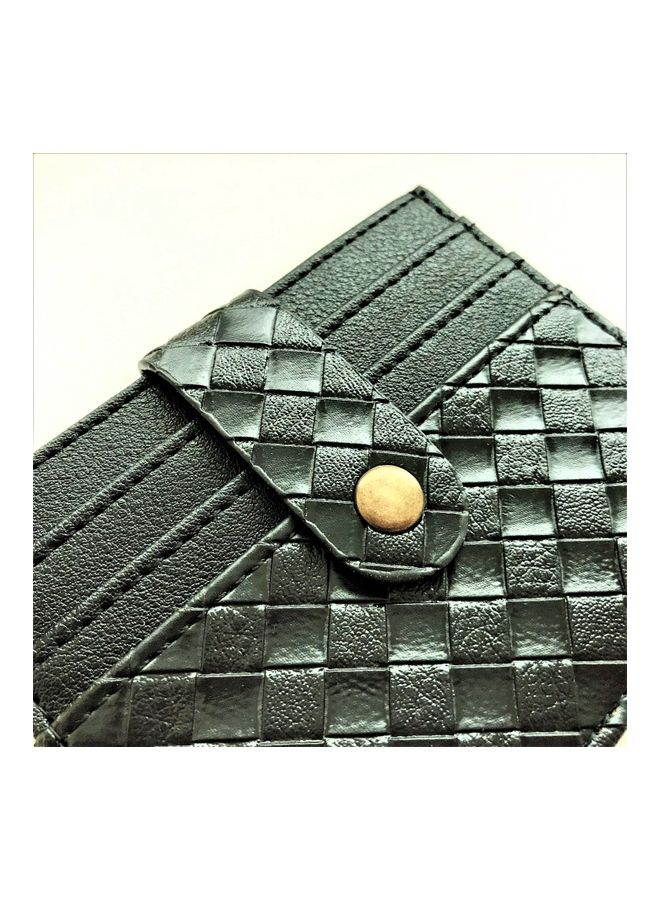 THE BLING STUDIO - Woven Pattern Card Holder Black - Image 1