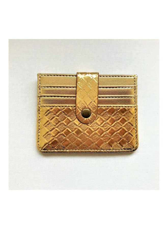 THE BLING STUDIO - Woven Pattern Card Holder Gold - Image 1