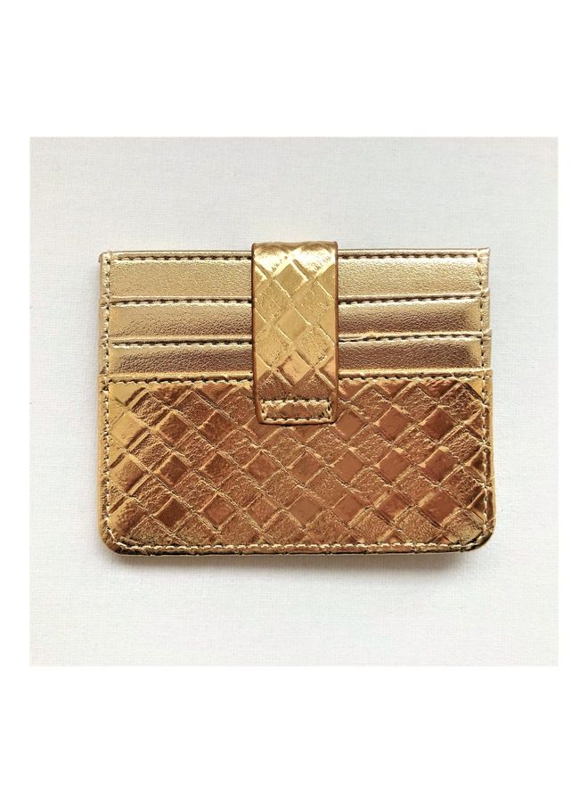 THE BLING STUDIO - Woven Pattern Card Holder Gold - Image 1